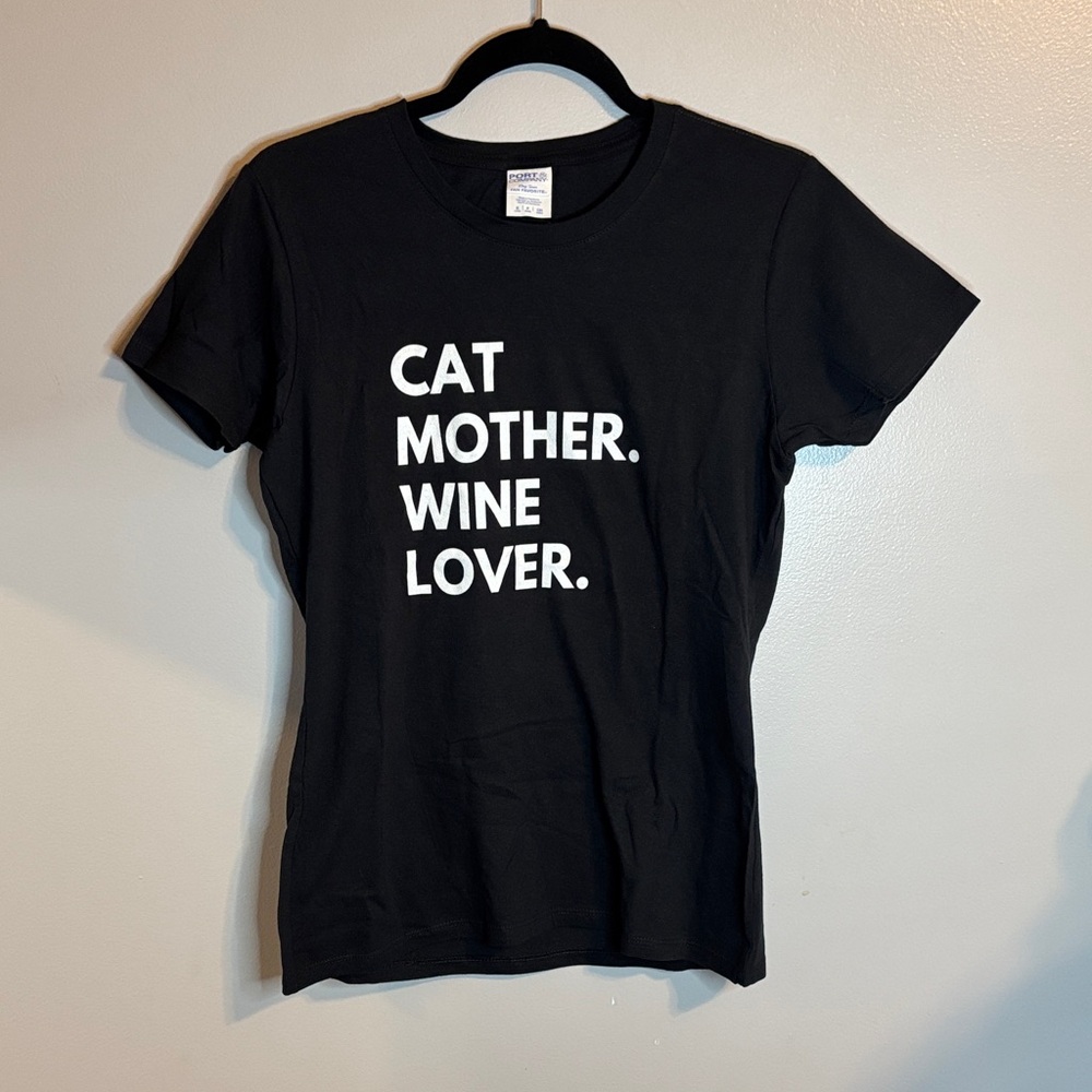 Cat Mother, Wine Lover Black T-Shirt